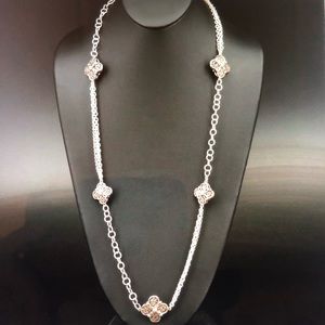 Sterling filigree station necklace